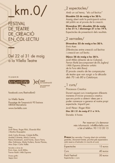Festival de creació en col·lectiu Km.0 → Teatre La Vilella