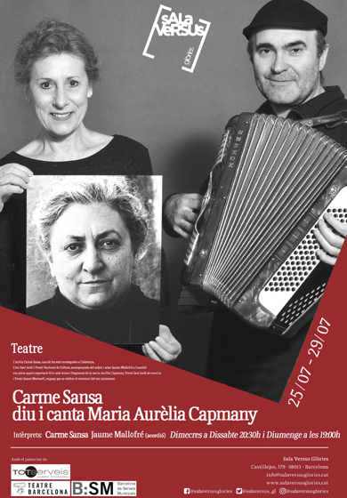 Carme Sansa diu i canta Maria Aurèlia Capmany → Sala Versus Glòries