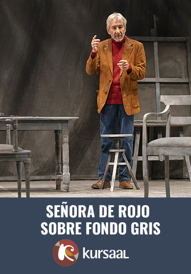 Señora de rojo sobre fondo gris → Teatre Kursaal de Manresa